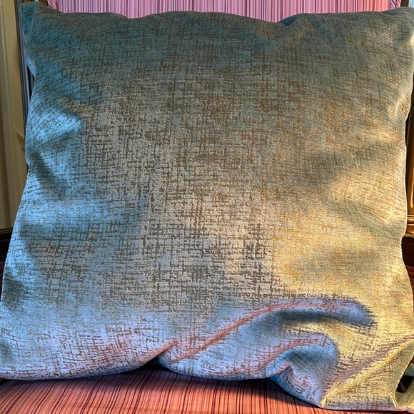 Velvet Throw Pillow Cover & Insert Gold Metallic Accent Phantoscope Aqua - Picture 9 of 10